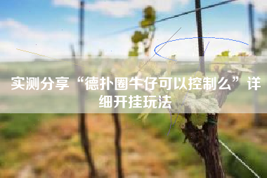 实测分享“德扑圈牛仔可以控制么”详细开挂玩法