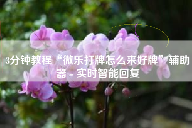 3分钟教程“微乐打牌怎么来好牌	”辅助器 - 实时智能回复