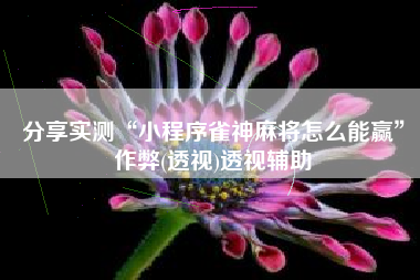 分享实测“小程序雀神麻将怎么能赢”作弊(透视)透视辅助