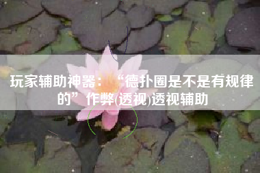 玩家辅助神器：“德扑圈是不是有规律的”作弊(透视)透视辅助