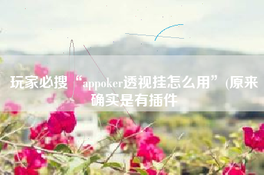 玩家必搜“appoker透视挂怎么用”(原来确实是有插件