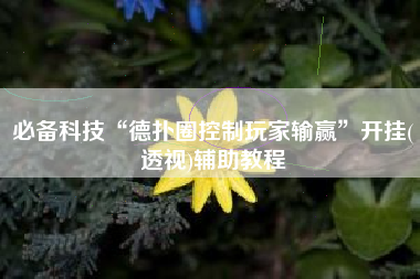 必备科技“德扑圈控制玩家输赢”开挂(透视)辅助教程